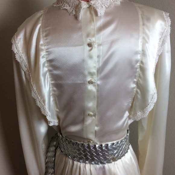 VTG 70s VICTORIAN LIQUID SATINY BLOUSE/SKIRT SET - Picture 7 of 8